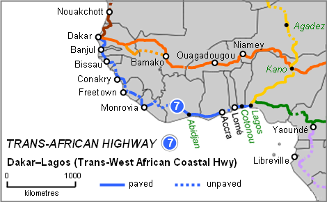 Map of TAMO Africa West African Routes