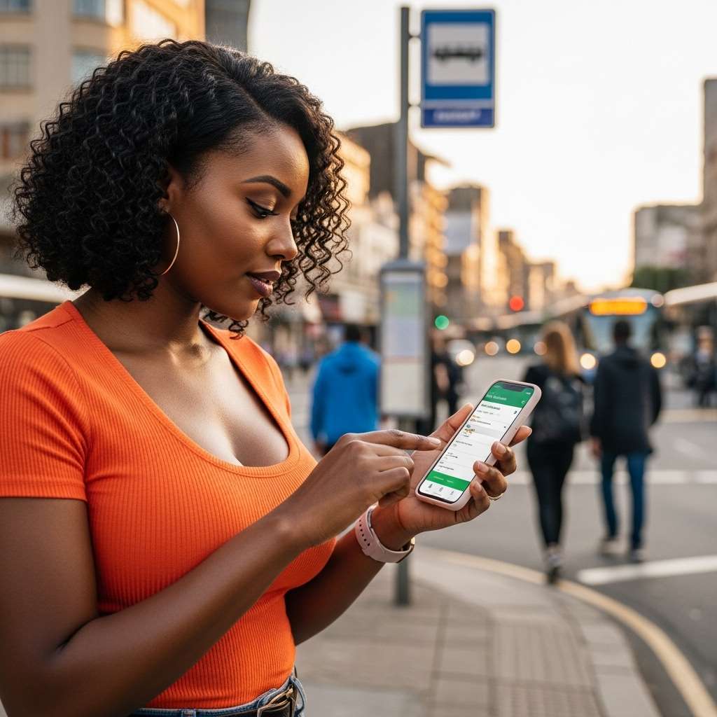 Passenger using the TAMO Africa mobile app